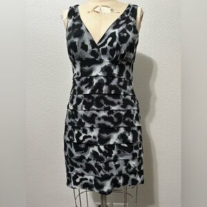 Enfocus Studio Animal Print dress. Grey/Black multi. Size 8.